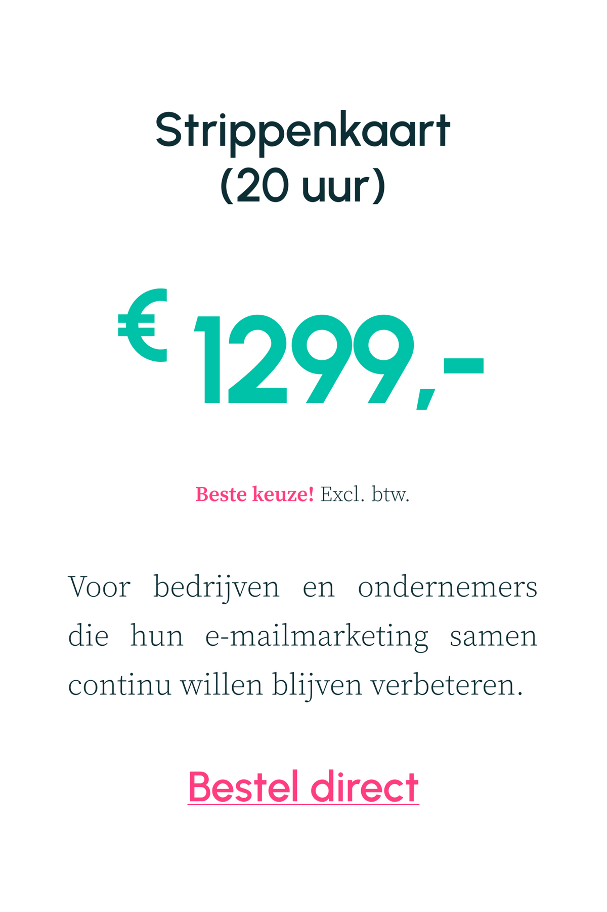 Voor bedrijven en ondernemers die hun e-mailmarketing samen continue willen blijven verbeteren.