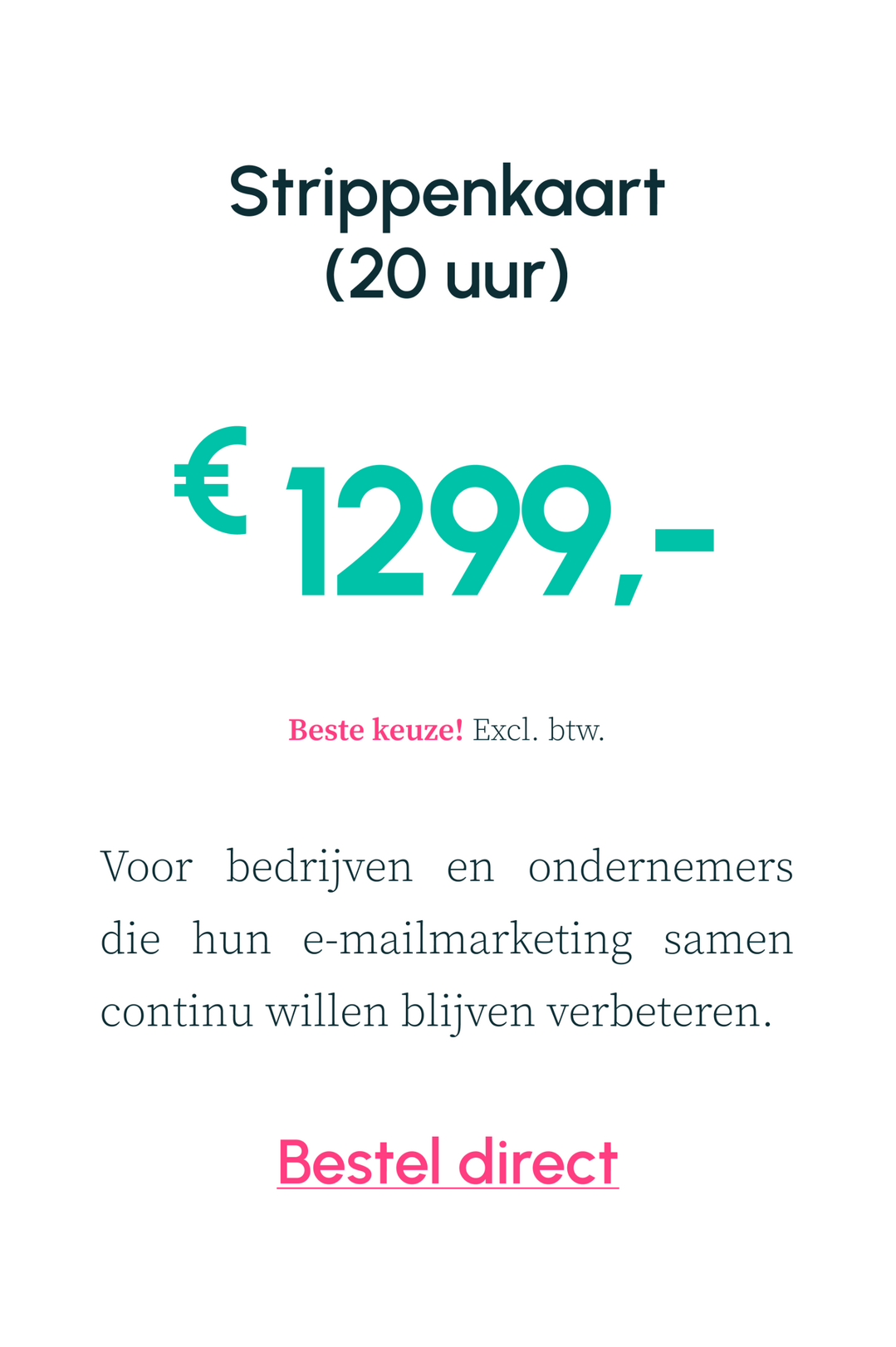Voor bedrijven en ondernemers die hun e-mailmarketing samen continue willen blijven verbeteren.
